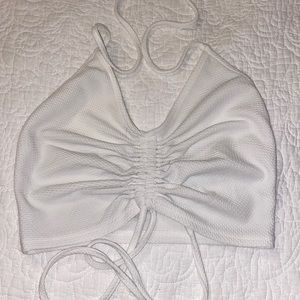 White tie v-neck crop top Shein Medium